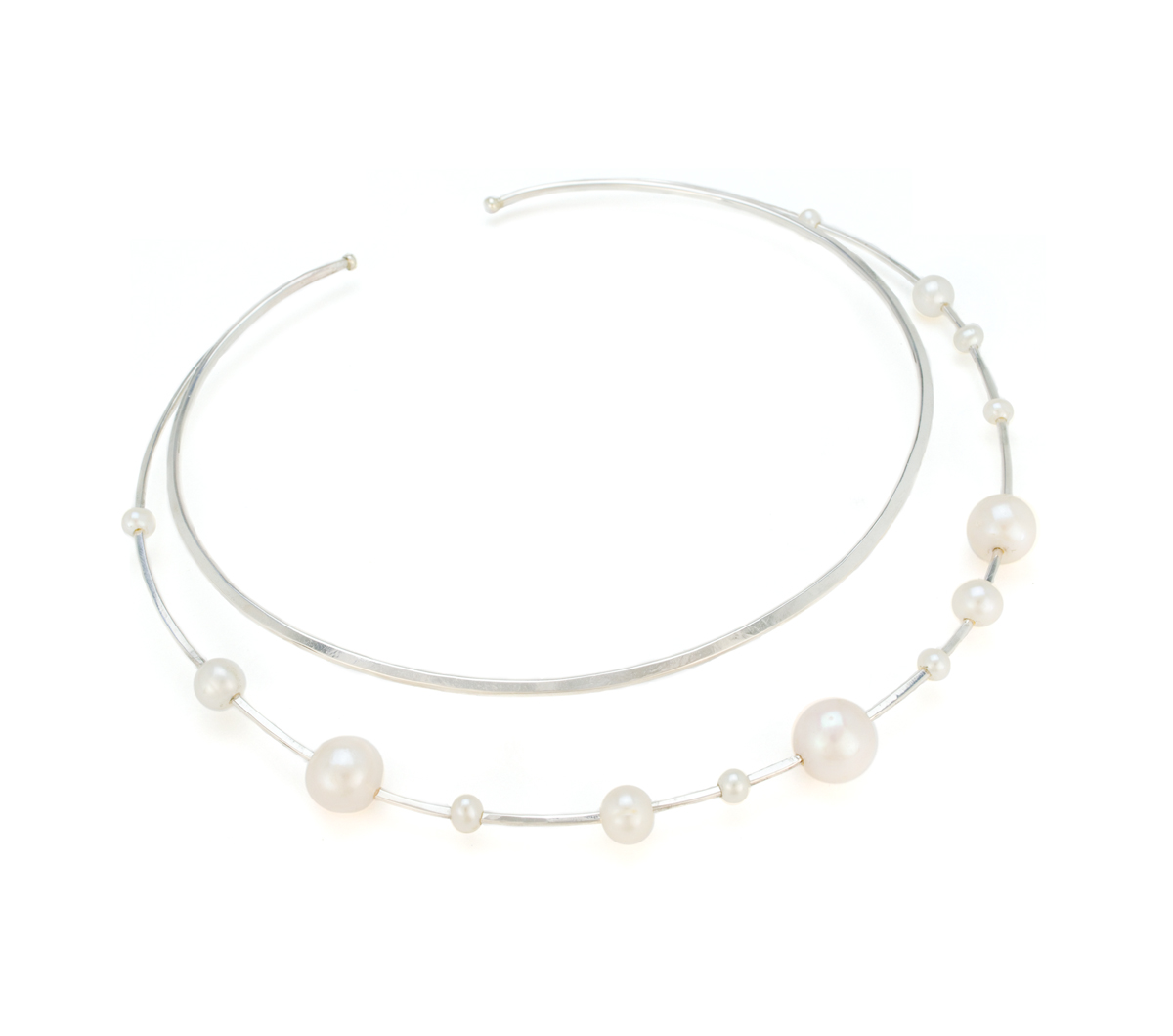 Silver Pearl Collar Necklace © Margaret Ellis