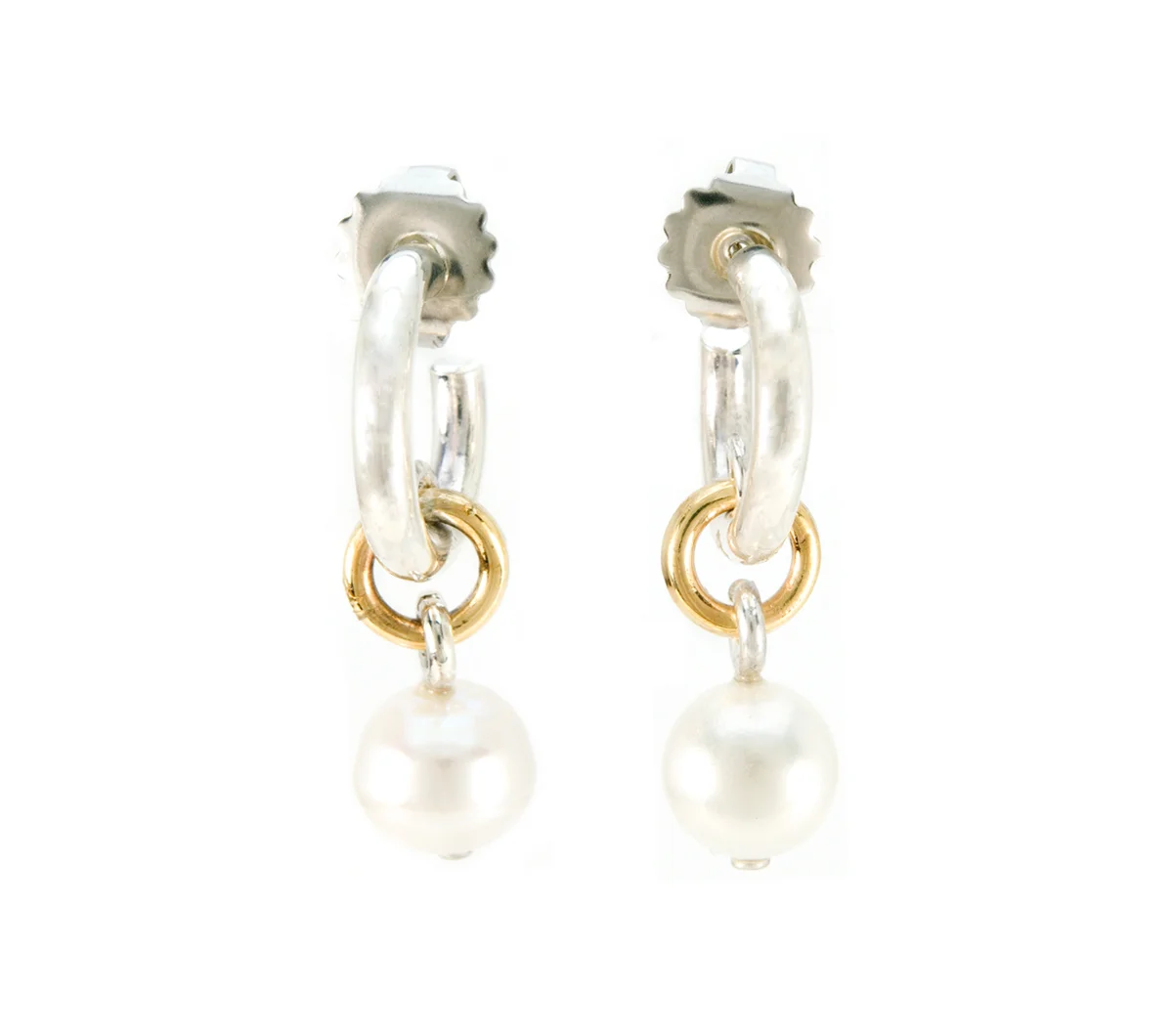 Silver and Bronze Pearl Hoop Earring © Margaret Ellis