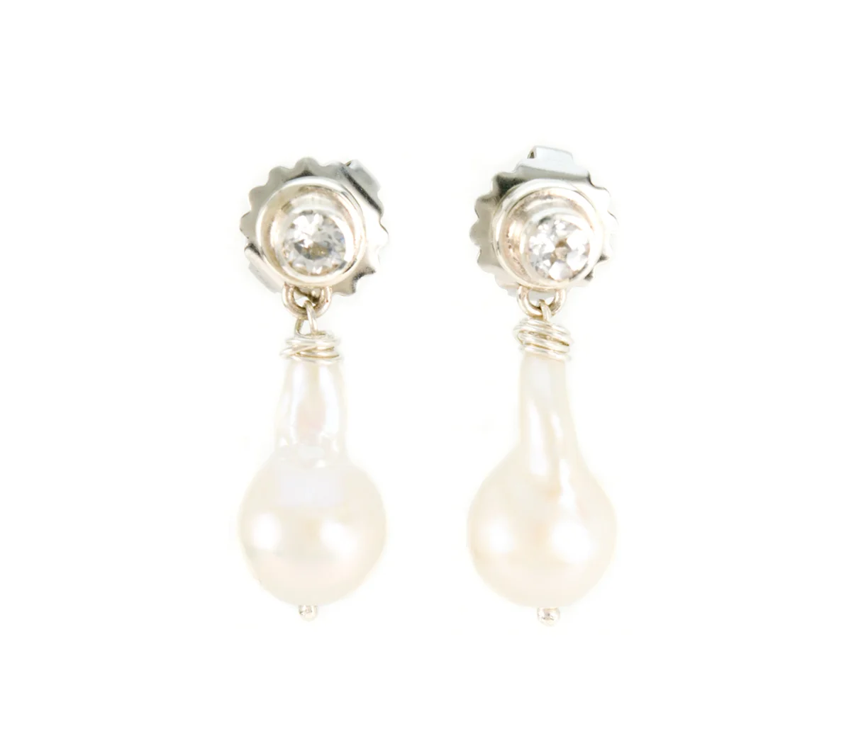 Silver White Topaz and Pearl Earring © Margaret Ellis