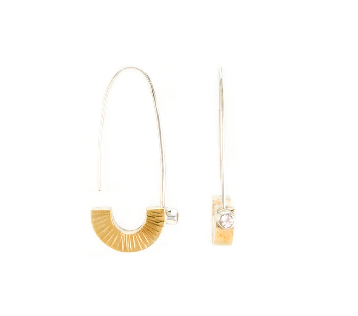Silver and Bronze Earring with White Topaz © Margaret Ellis