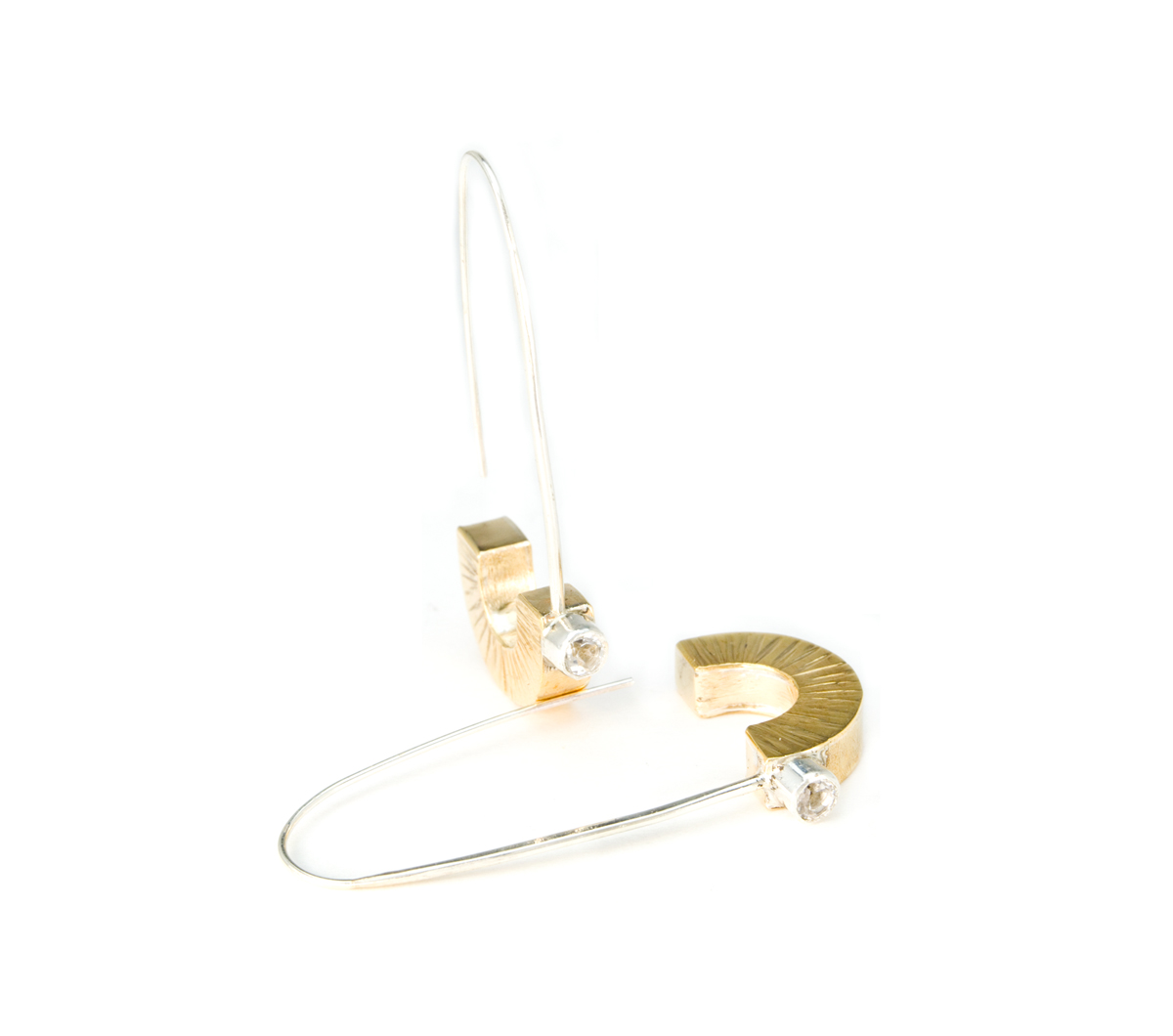 Silver and Bronze Earring with White Topaz © Margaret Ellis