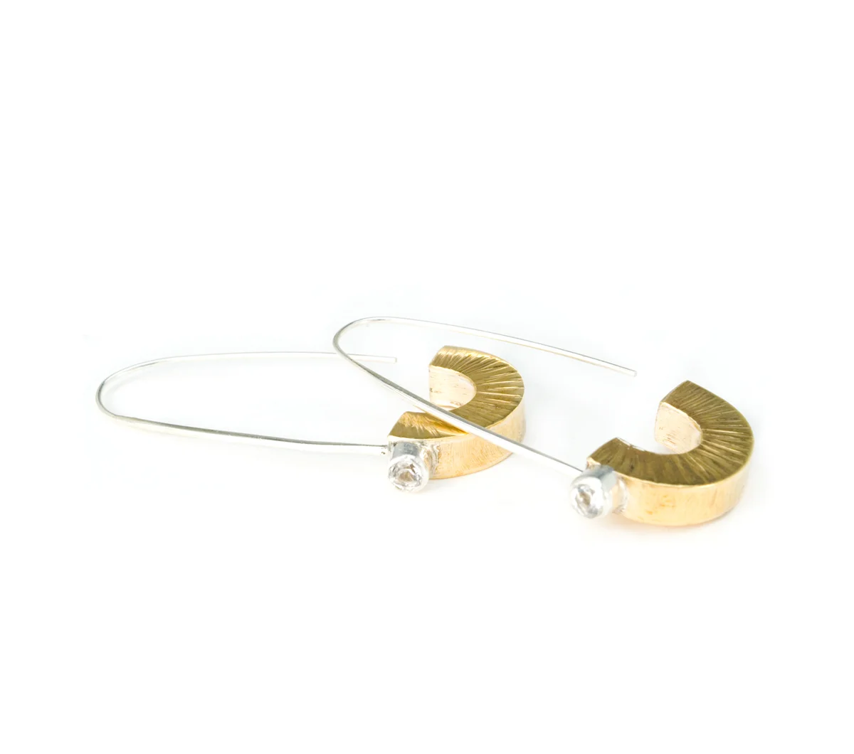Silver and Bronze Earring with White Topaz © Margaret Ellis