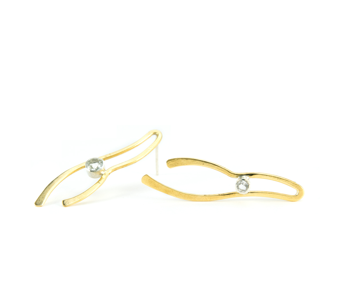 Bronze White Topaz Stick Earrings © Margaret Ellis