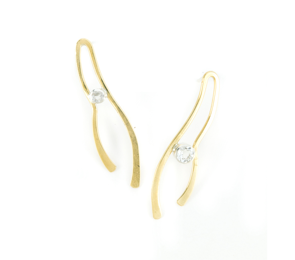 Bronze White Topaz Stick Earrings © Margaret Ellis