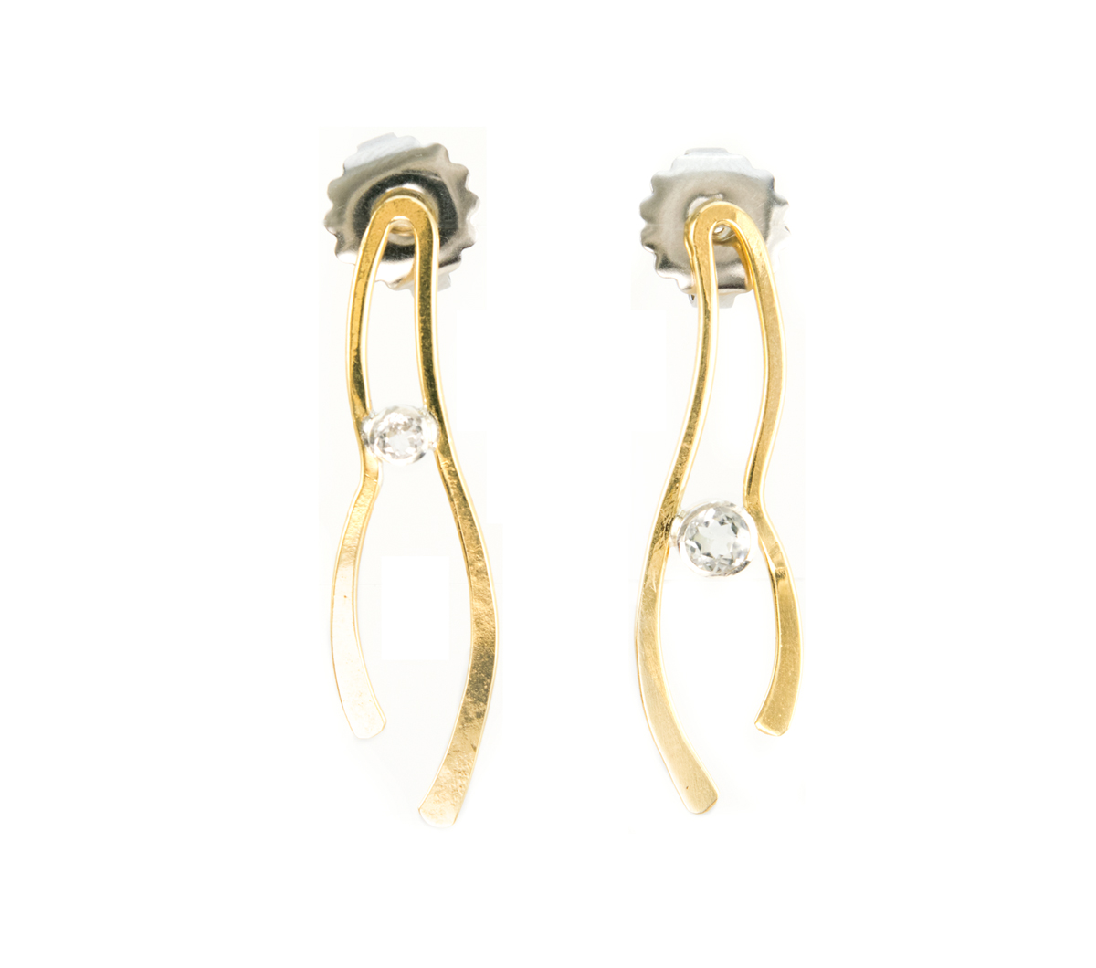 Bronze White Topaz Stick Earrings © Margaret Ellis