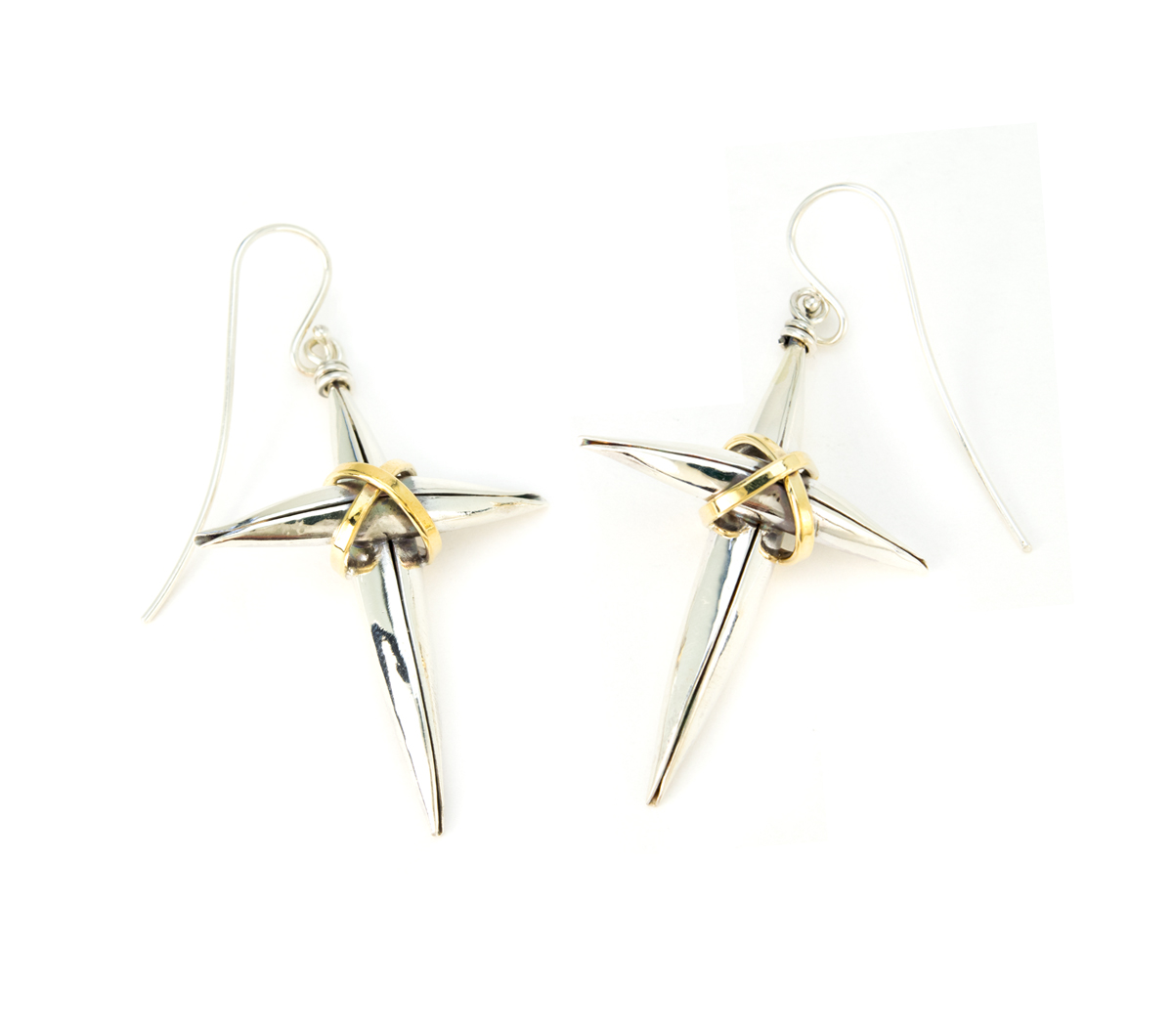 Silver & Bronze Cross Earrings © Margaret Ellis