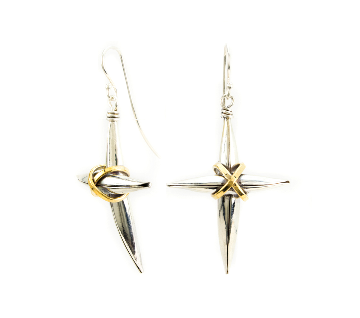 Silver & Bronze Cross Earrings © Margaret Ellis