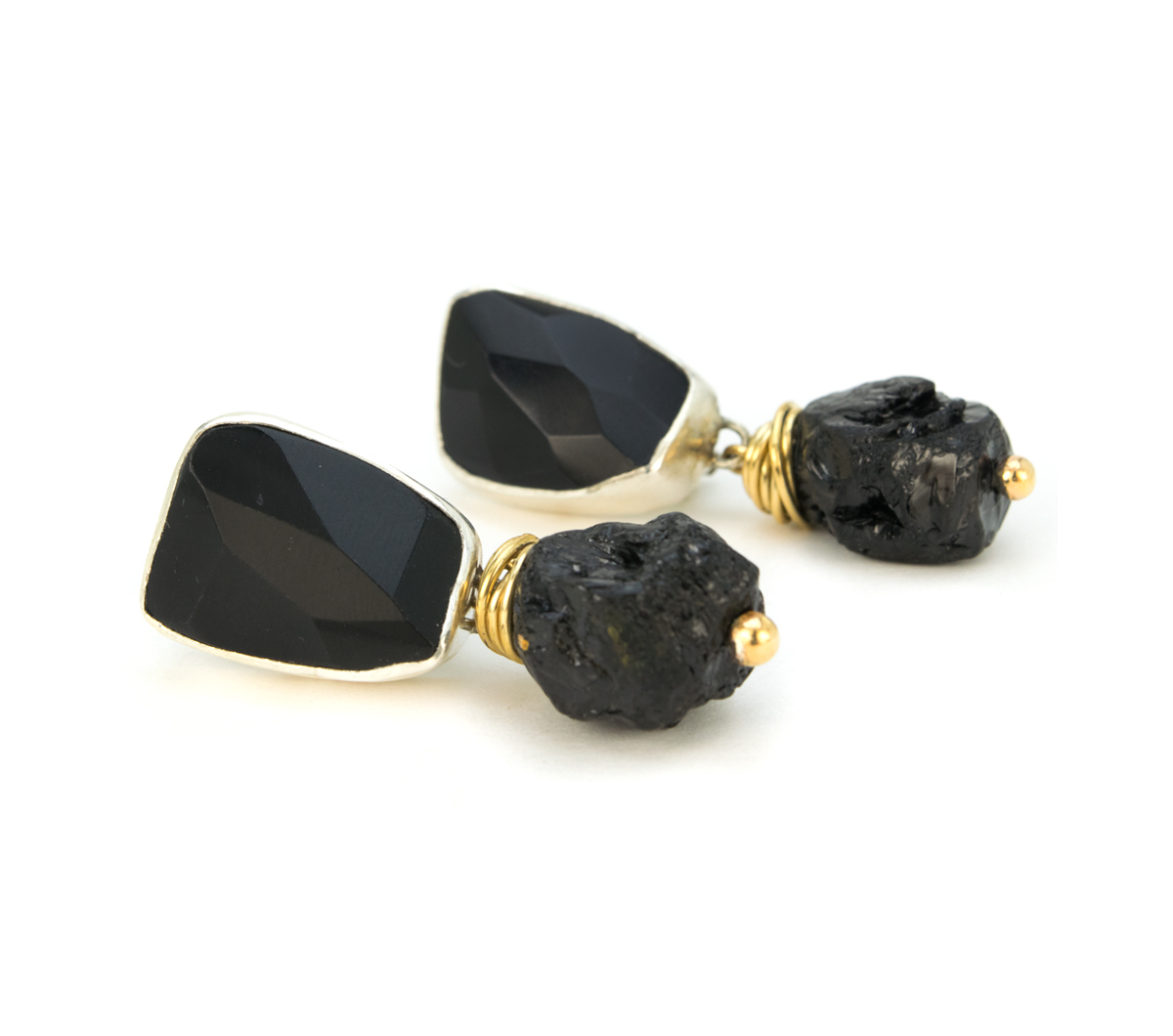 Bronze Black Onyx & Tourmaline Earrings © Margaret Ellis