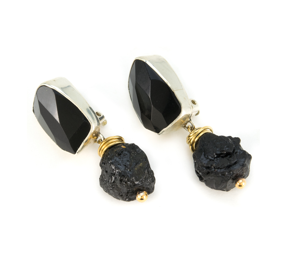 Bronze Black Onyx & Tourmaline Earrings © Margaret Ellis