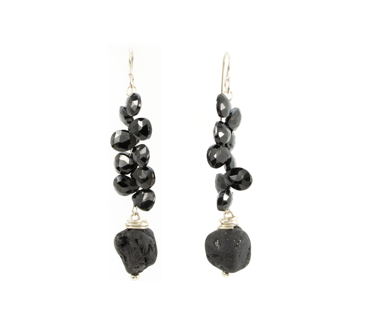 Silver Black Spinel & Tourmaline Earrings © Margaret Ellis
