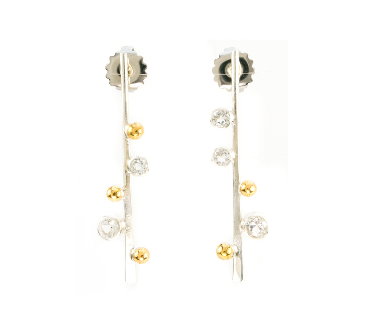 Silver & Bronze White Topaz Earrings © Margaret Ellis