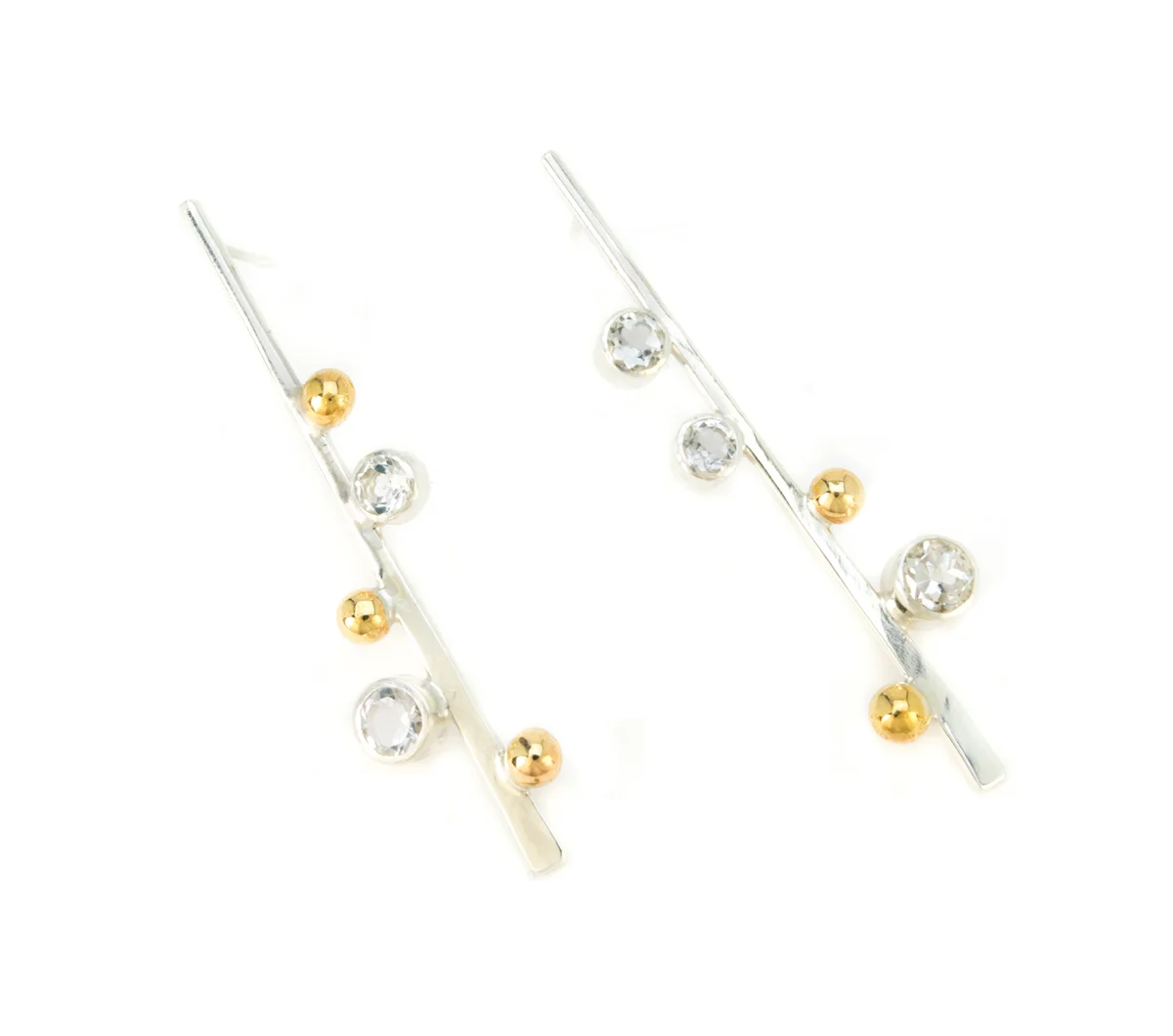 Silver & Bronze White Topaz Earrings © Margaret Ellis