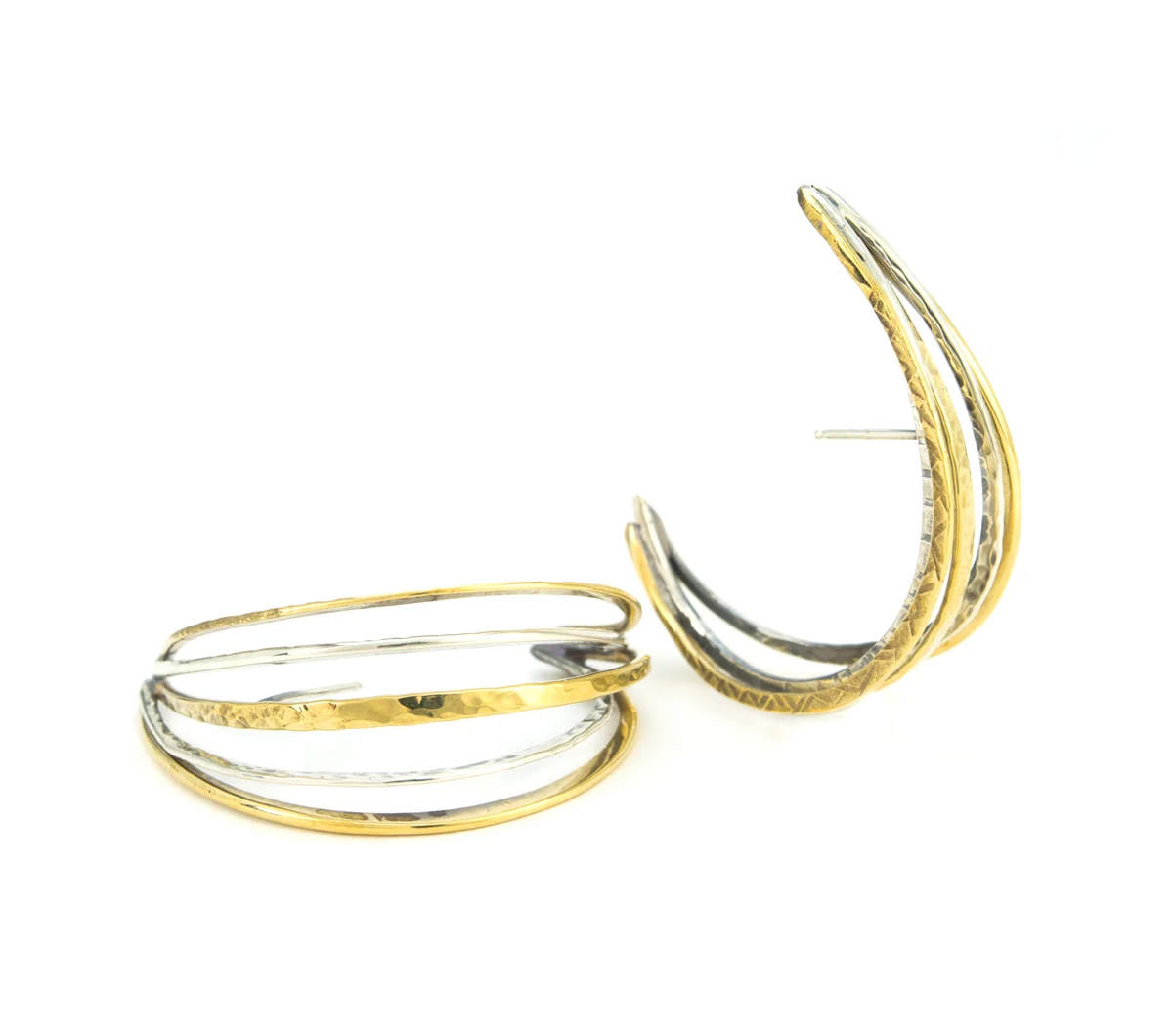 Silver & Bronze Textured Hoop Earrings © Margaret Ellis
