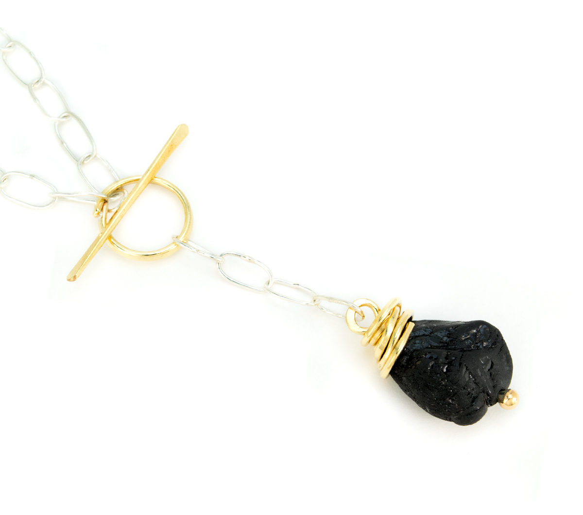Silver & Bronze Black Tourmaline Pendant Necklace © Margaret Ellis