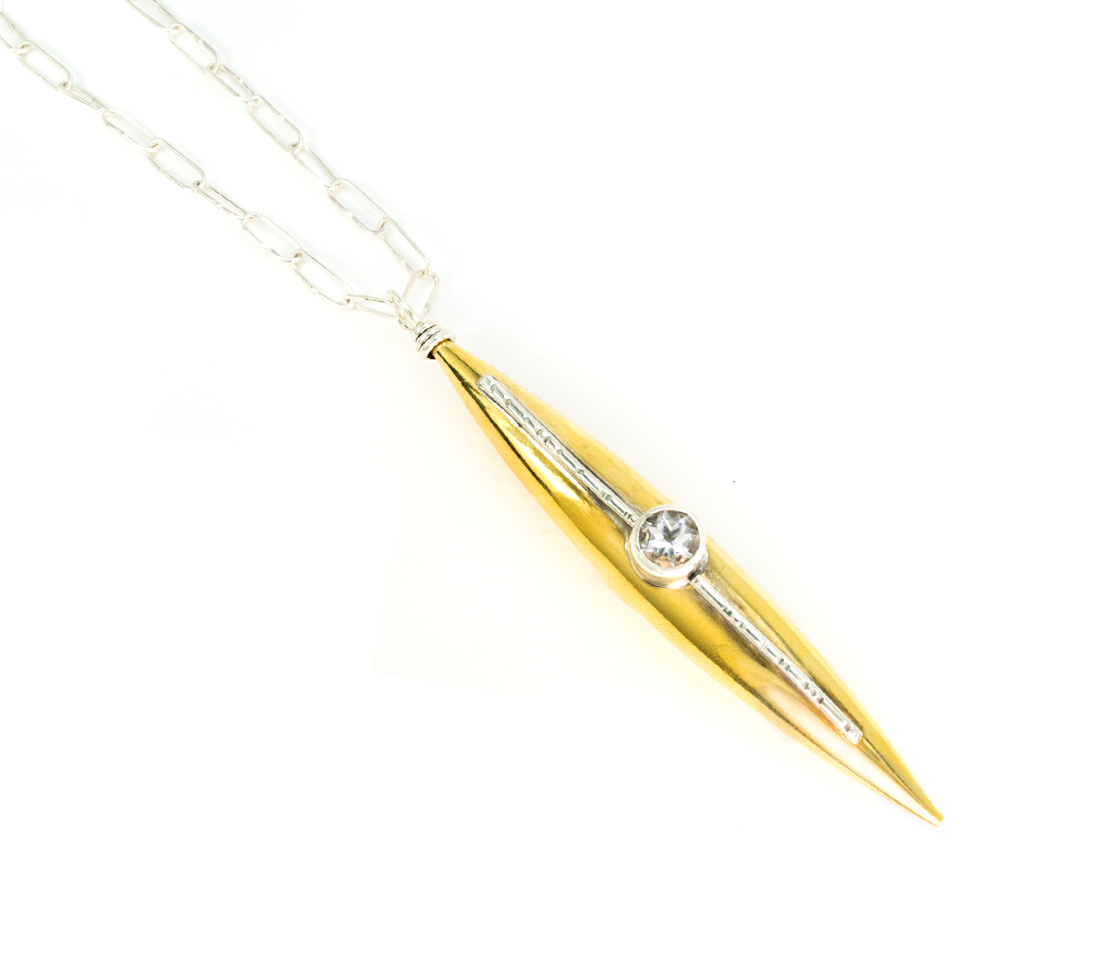 Silver & Bronze White Topaz Pod Necklace © Margaret Ellis