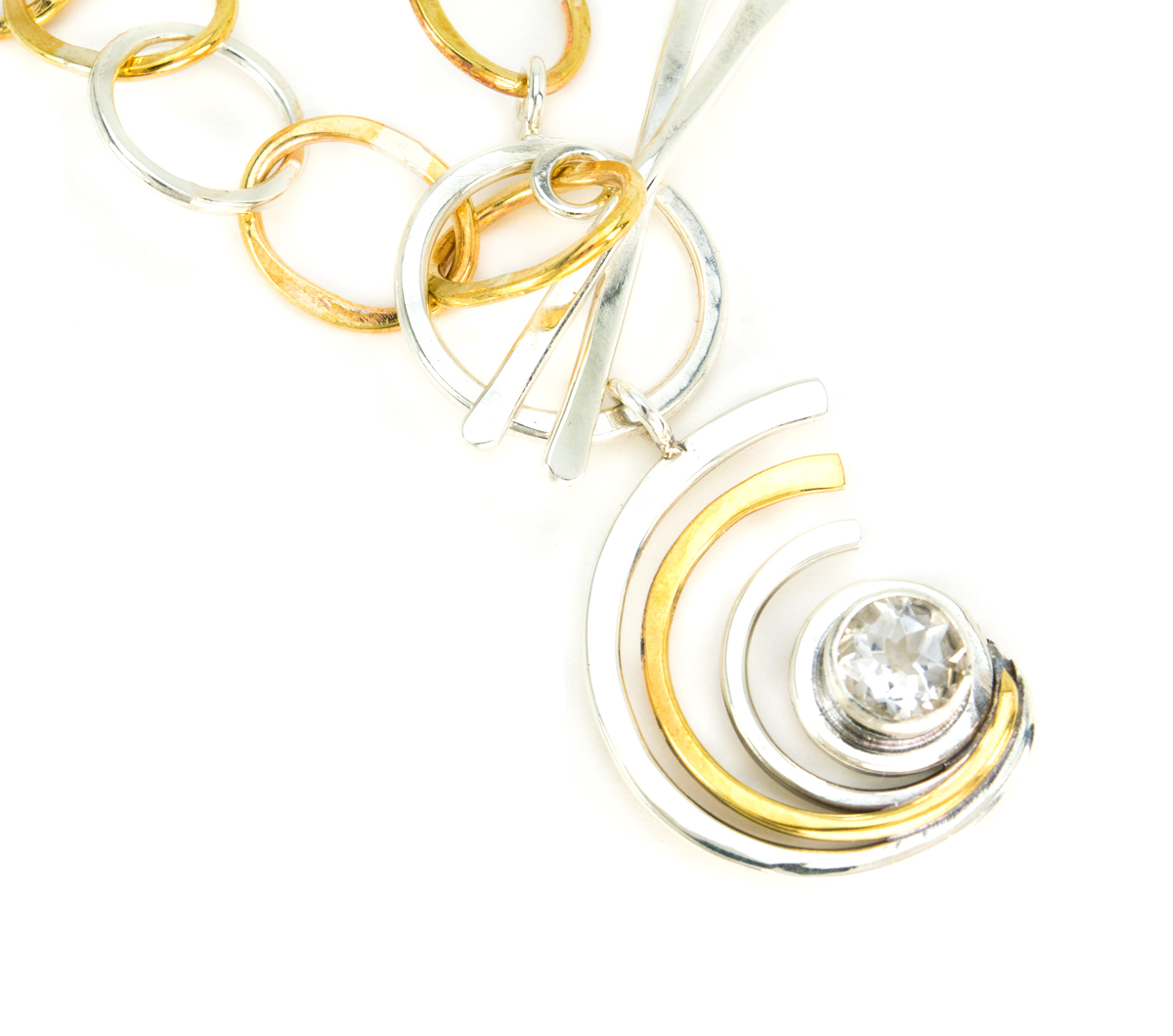 Silver and Bronze White Topaz Pendant Necklace © Margaret Ellis