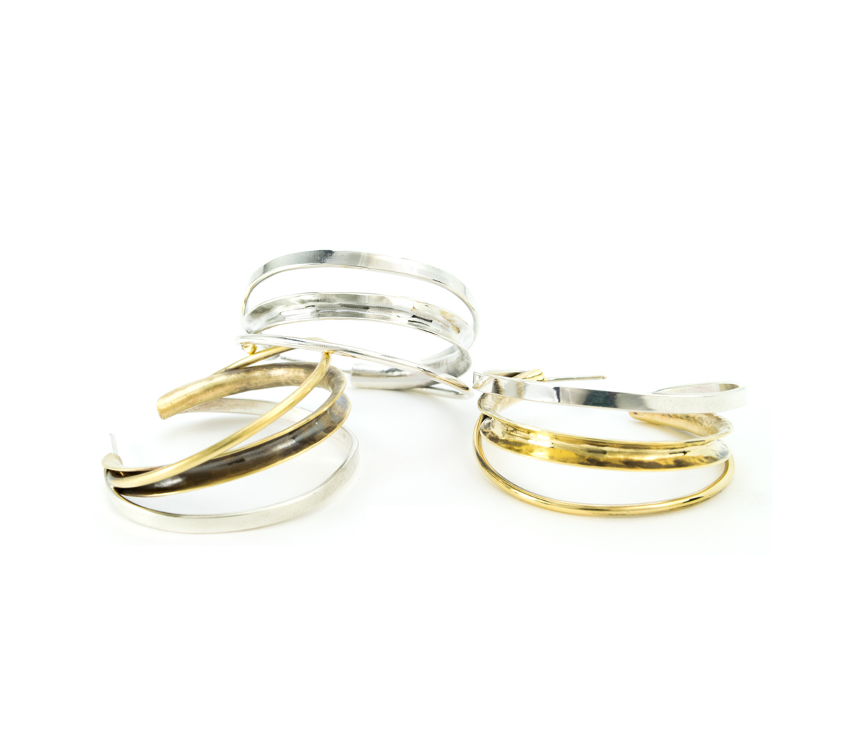 Silver and Bronze Hoop Earrings © Margaret Ellis