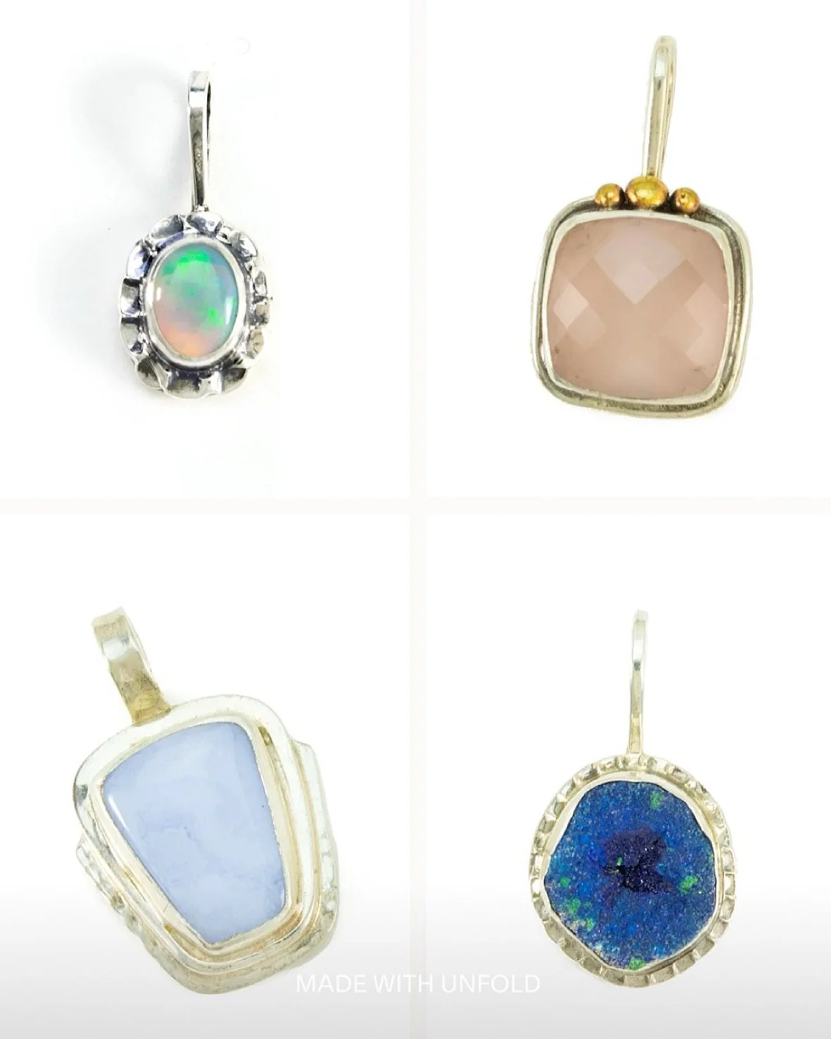Four new charms. Four very different moods.

Opal. Rose Quartz. Lace Agate. Azurite Druzy. Oh my. ✨