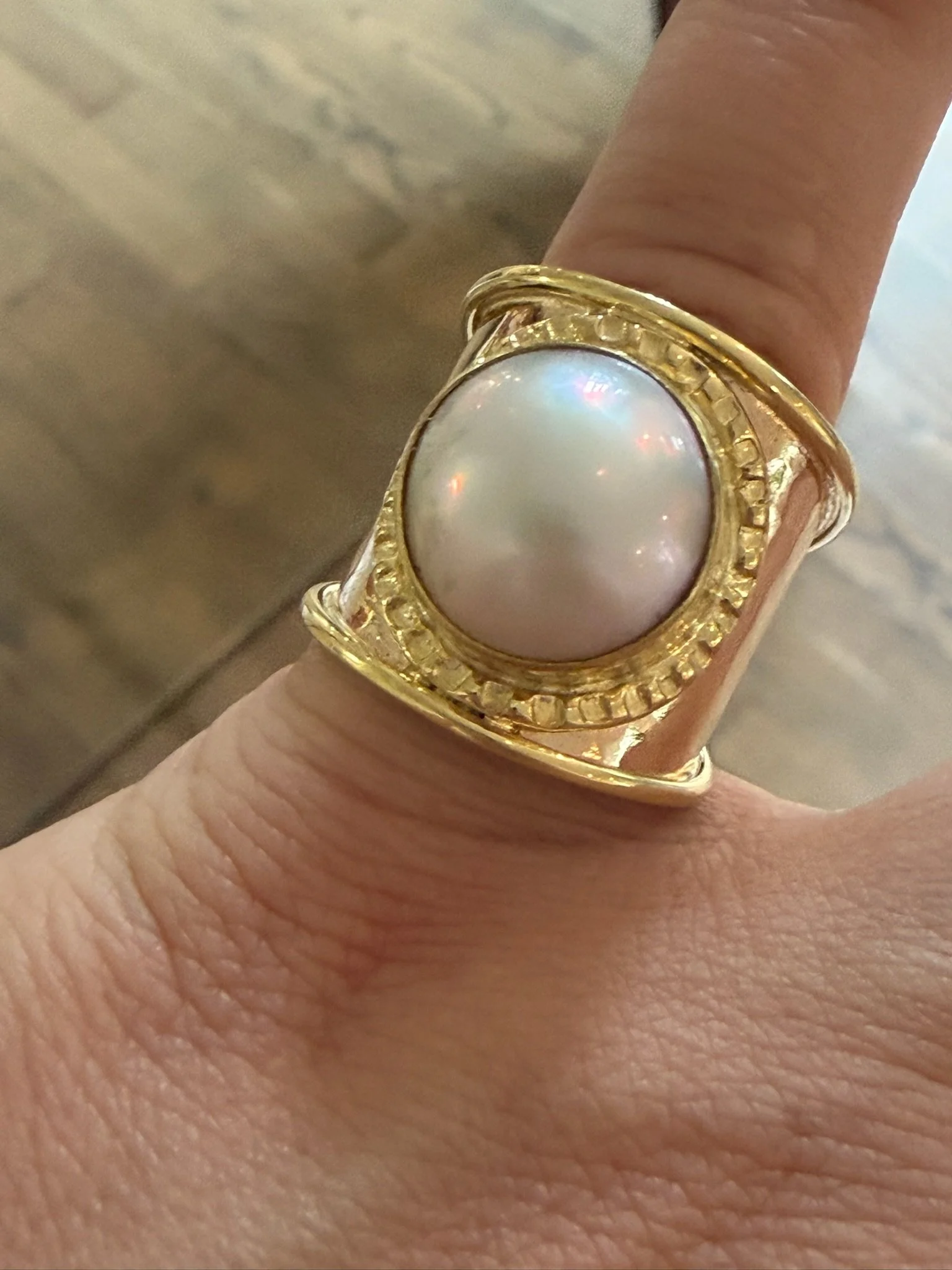 Gold Mabe Pearl Ring