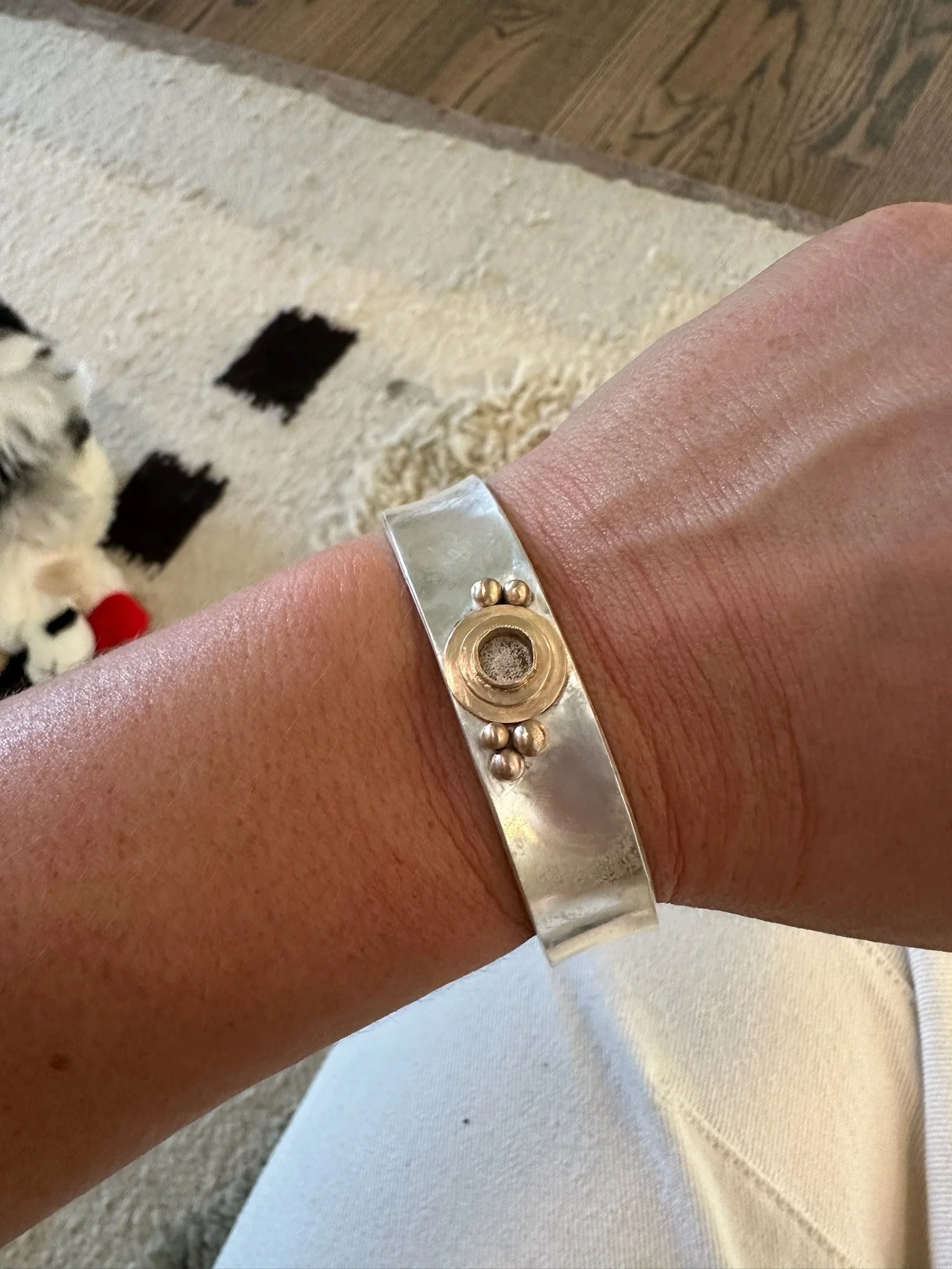 Silver and Gold Cuff in progrss with matte finish