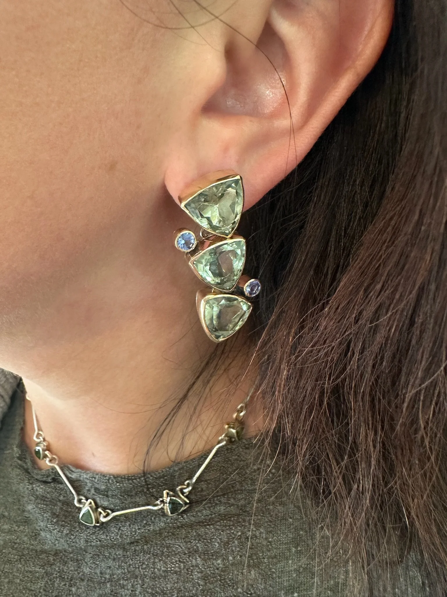Green Amythest and Tanzanite Earrings