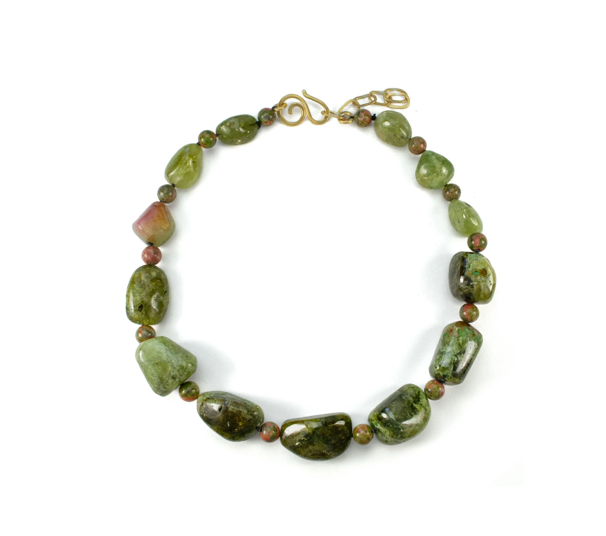tourmaline and unakite stone necklace