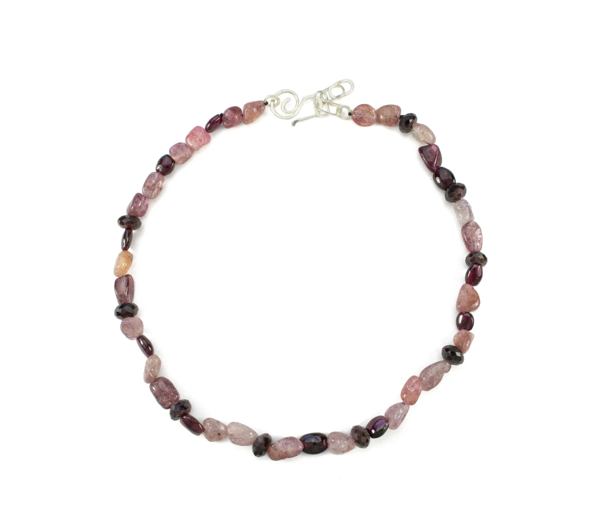garnet and spinel stone necklace