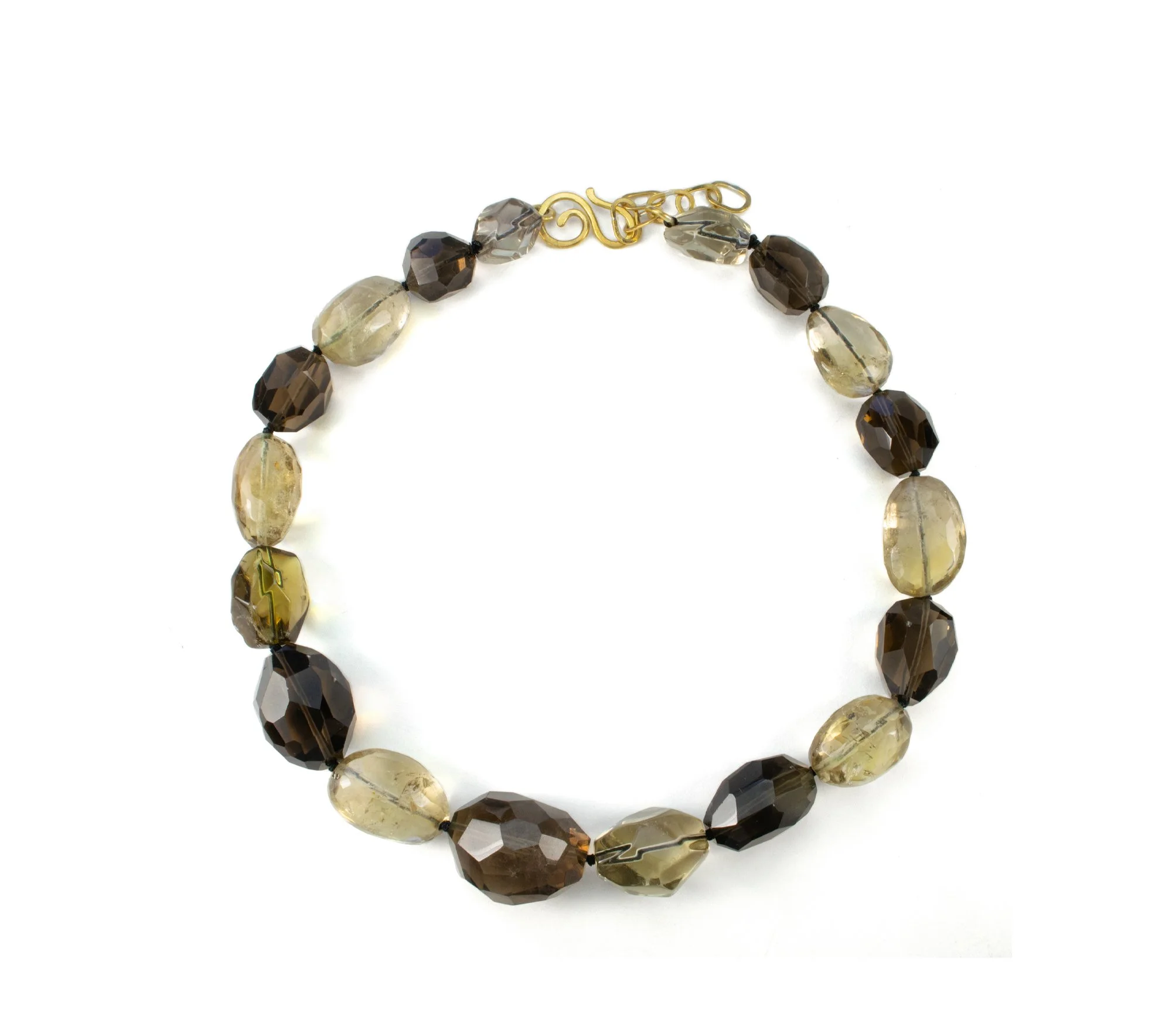 citrine and smoky quartz stone necklace