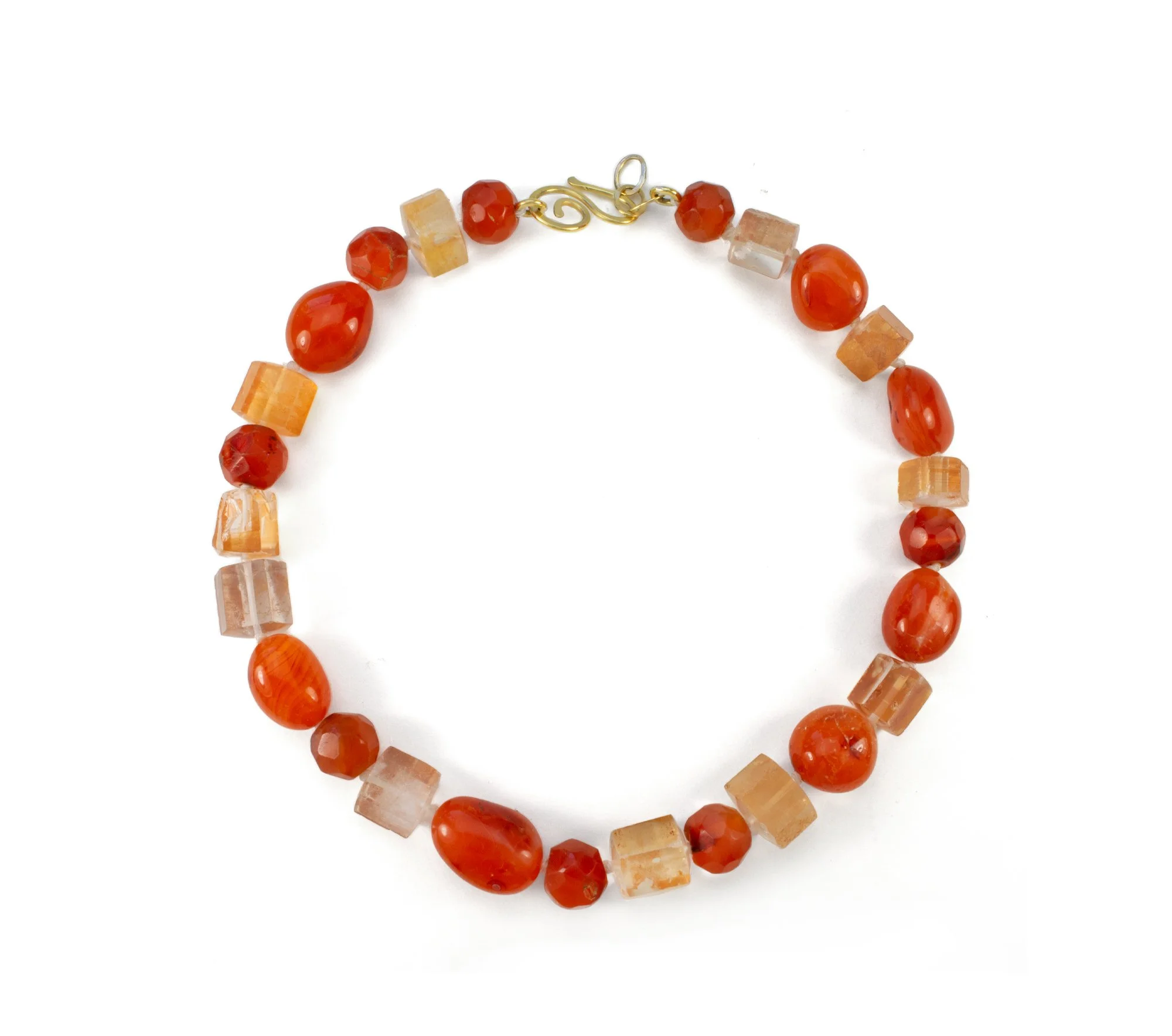 carnelian and red quartz stone necklace