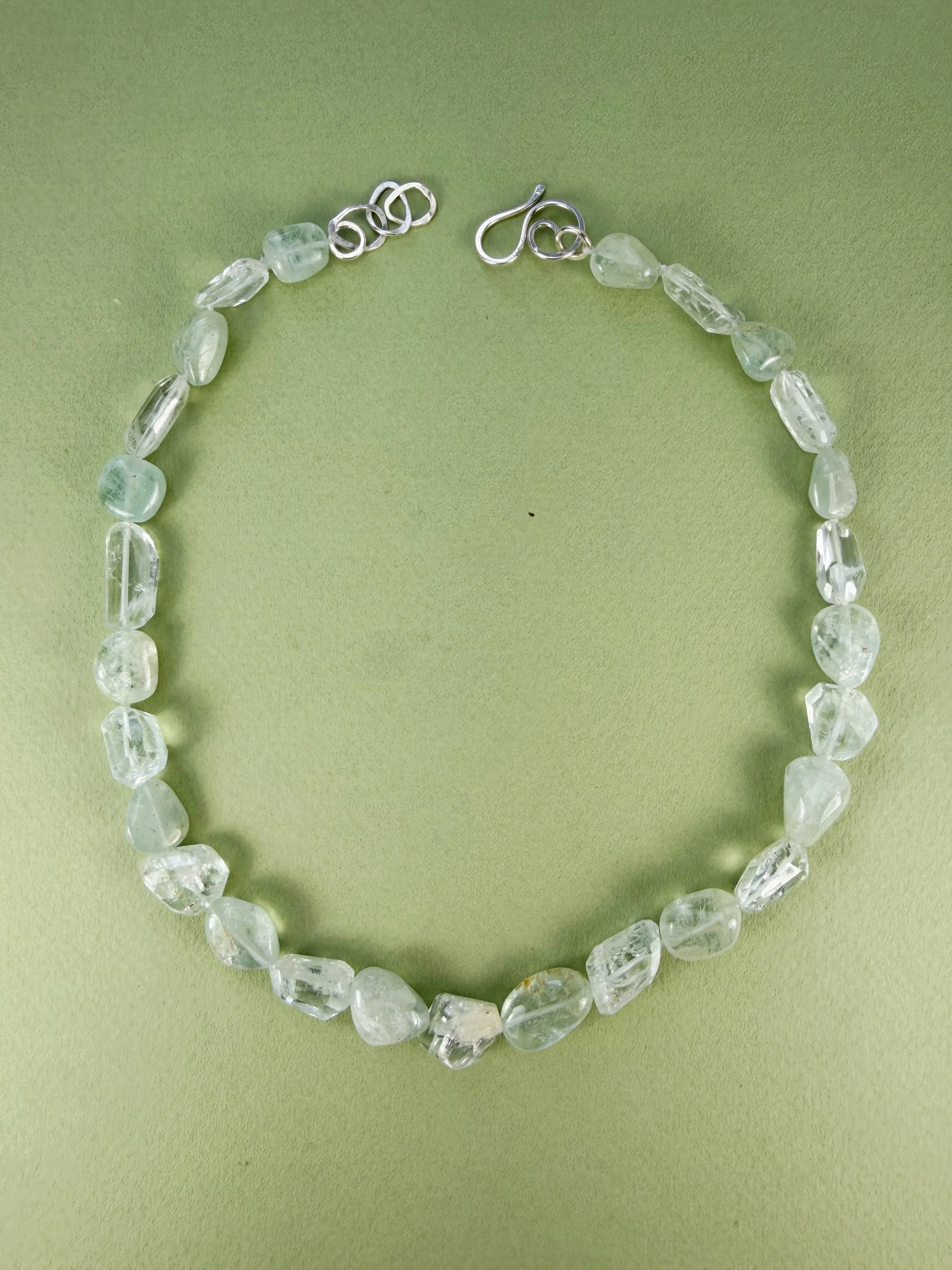 aquamarine stone bead necklace