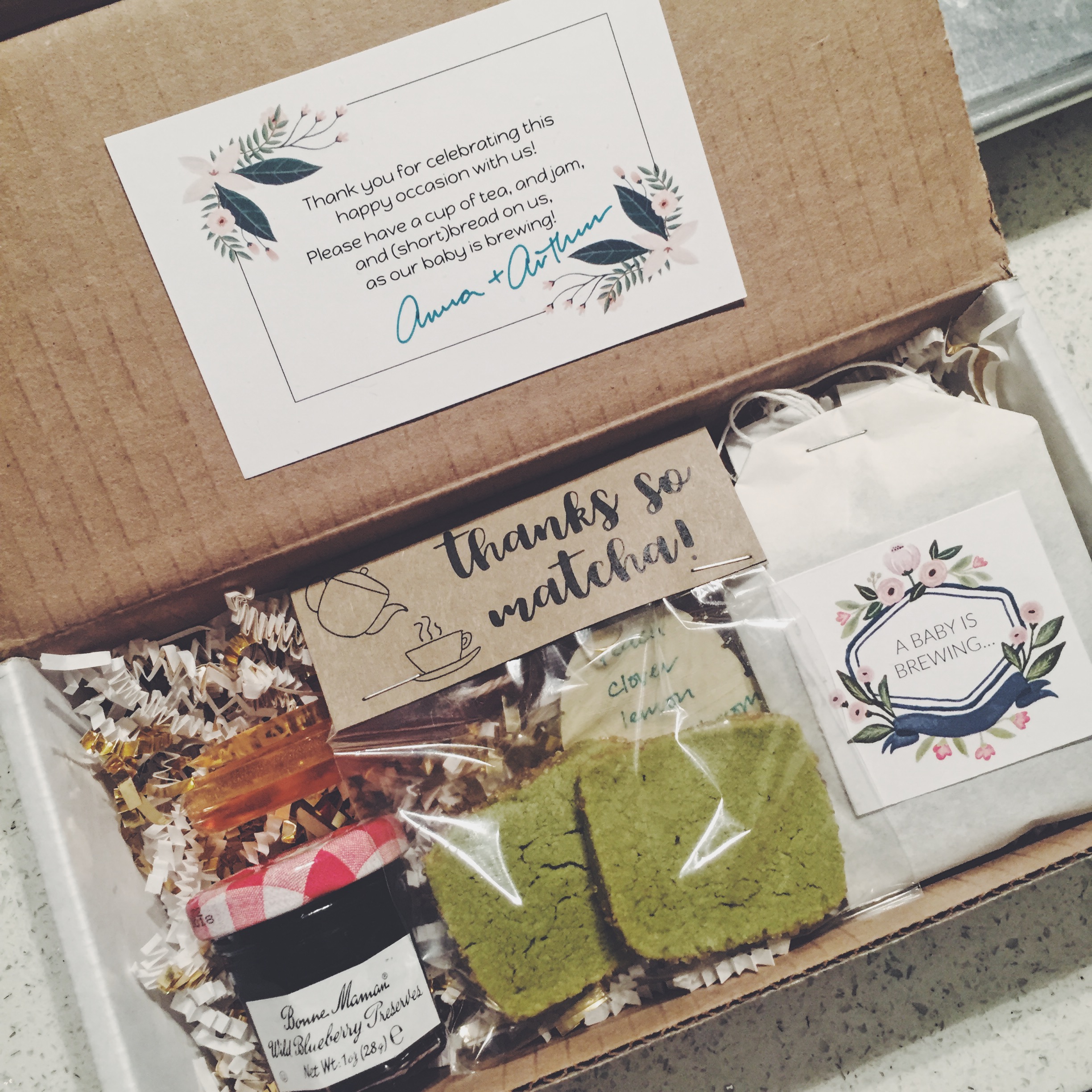 JAM, TEA BAGS, MATCHA COOKIES, HONEY STICKS