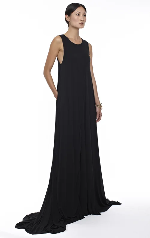 Black Trapeze Maxi Dress  re.creation