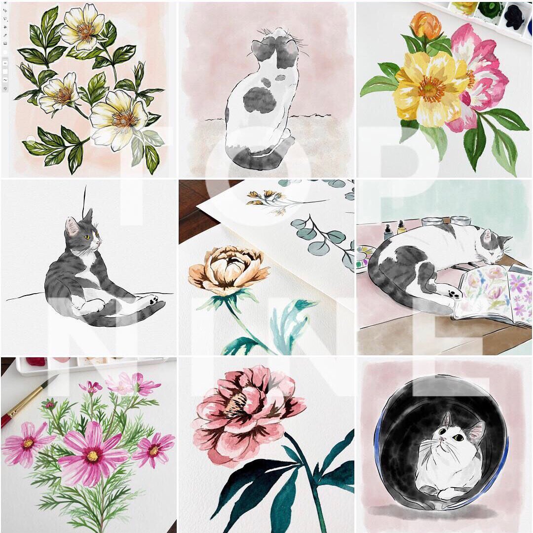 My Topnine 2019, two of my favorite things- kitties 🐱🐱 and flowers 💐... #topnine #procreate #floralsketch #digitalart #digitaldrawing #flower #floralart #flowerdrawing #ipadart #ipadpro #floral #floraldrawing #botanical #botanicalsketch #textilede