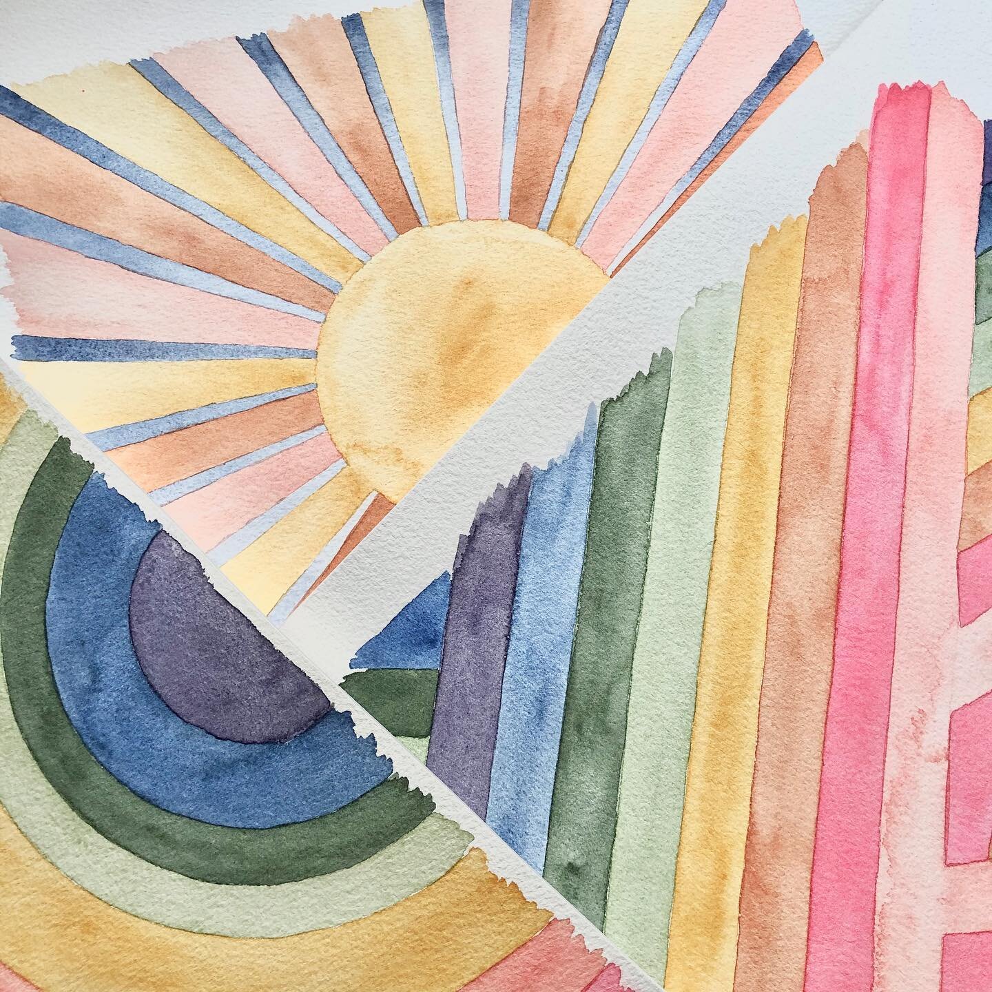 It&rsquo;s been raining here in LA, so naturally I&rsquo;ve been inclined to paint ☀️ and 🌈 🙈 #watercolor #watercolorpainting #watercolorart #rainbow #sunshine #allthecolors #art #textiledesign #surfacedesign #surfacepatterndesign #textiledesigner 