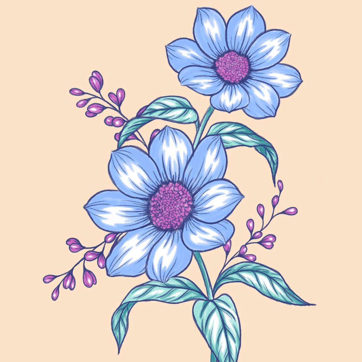 Day 96/100... Back to some digitally drawn florals, I drew these on my iPad in #procreate #floralsketch #digitalart #digitaldrawing #pencildrawing #flower #floralart #flowerdrawing #ipadart #applepencil #ipadpro #floral #floraldrawing #botanical #bot