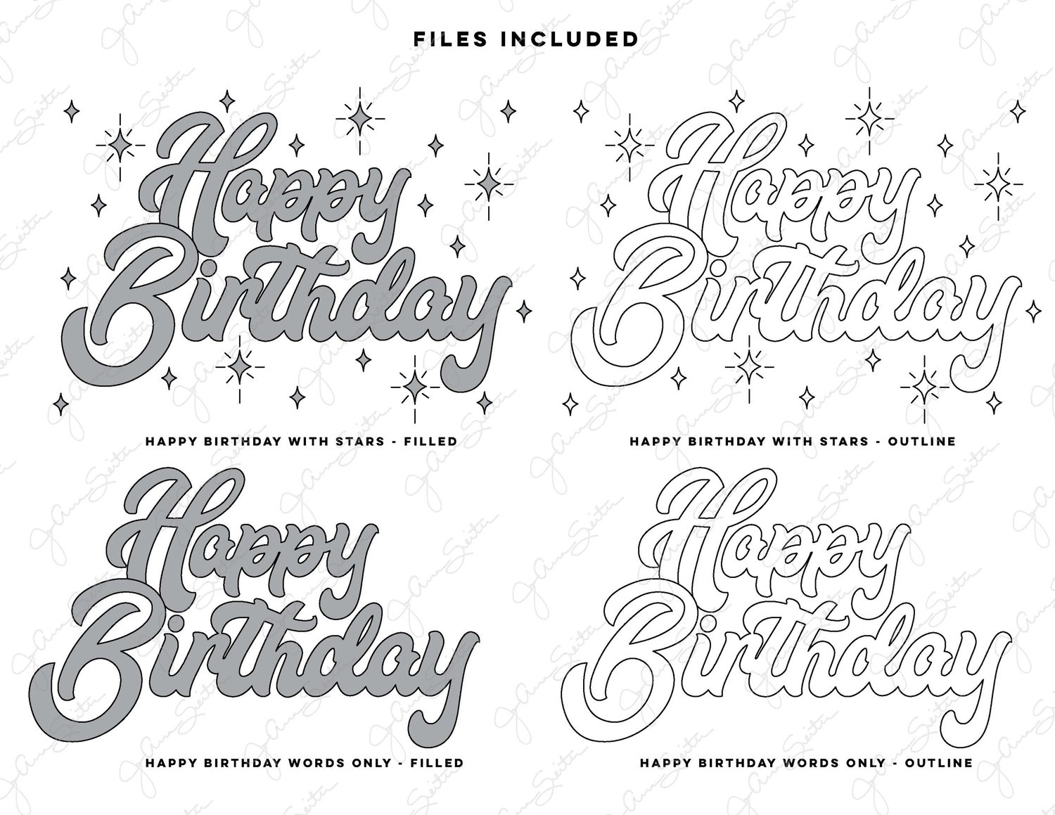 Happy Birthday Single Line Svg File Joanna Seiter