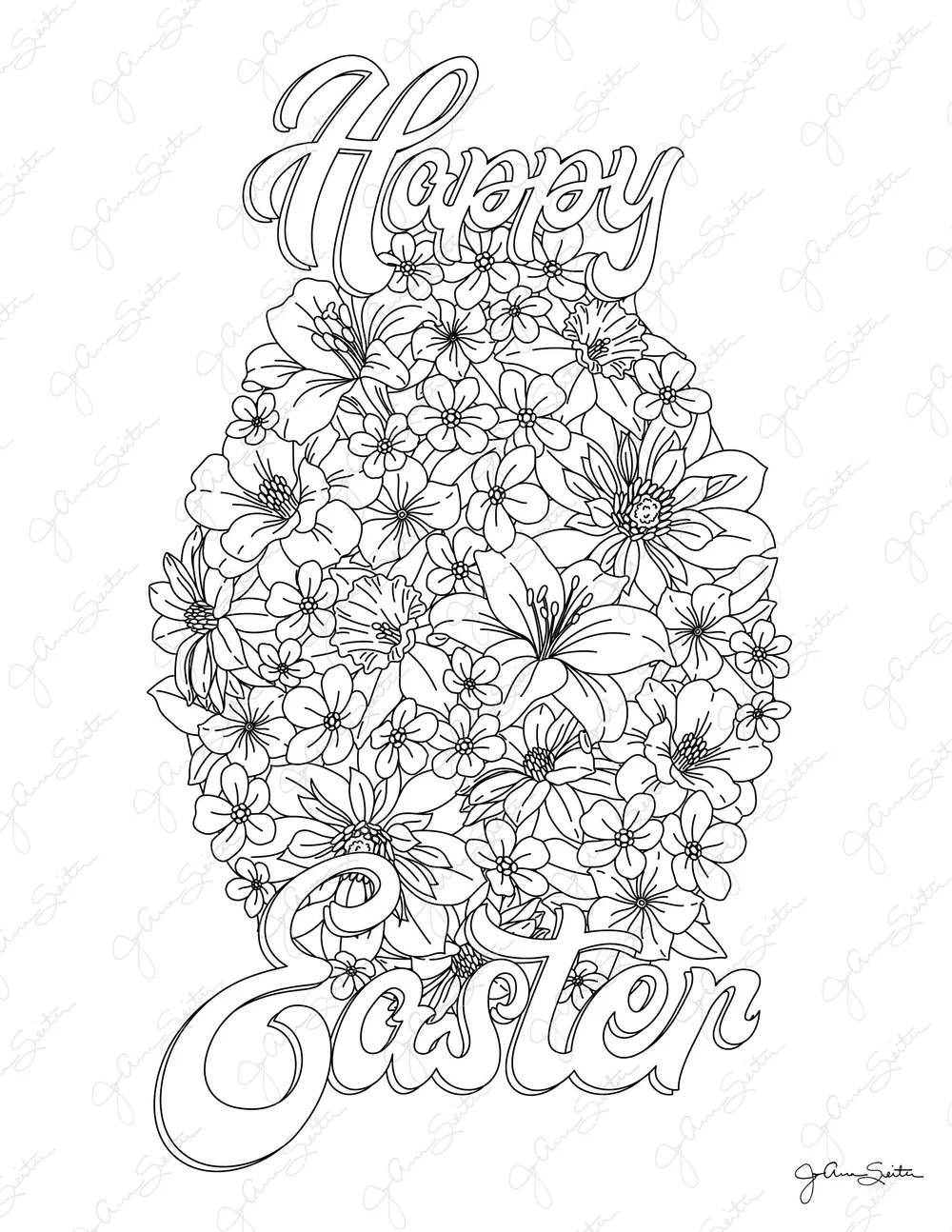 Easter Coloring Pages, Printable Floral Coloring Sheets — JoAnna Seiter