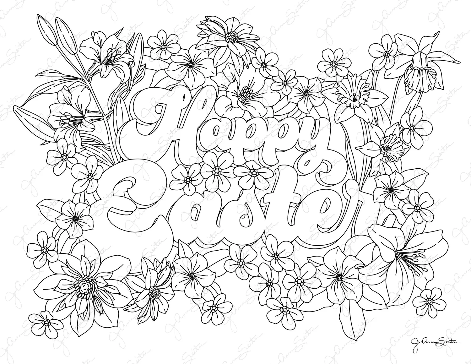 Easter Coloring Pages, Printable Floral Coloring Sheets — JoAnna Seiter