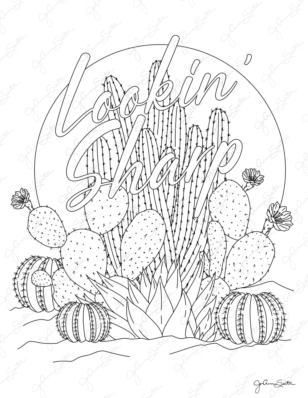 Printable Cactus Coloring Pages, Set of 3 Coloring Sheets for Grown Ups —  JoAnna Seiter