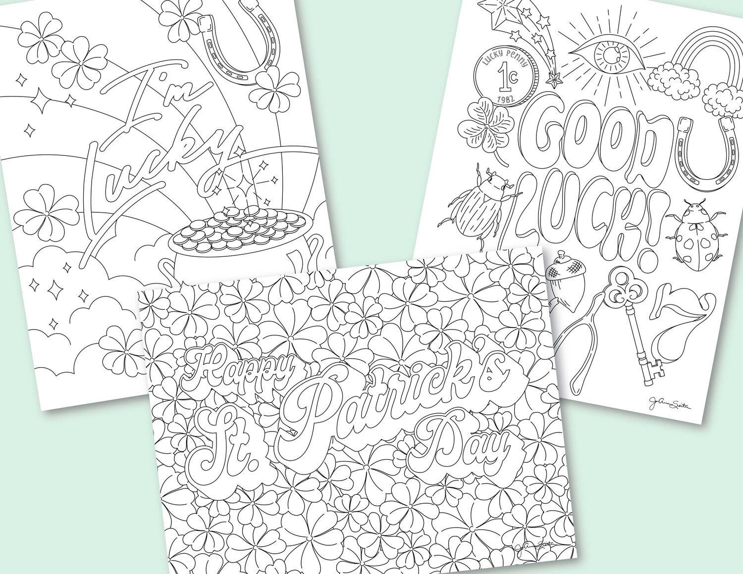 St. Patrick's Day Coloring Pages, Set of 3 Printable Coloring Sheets —  JoAnna Seiter