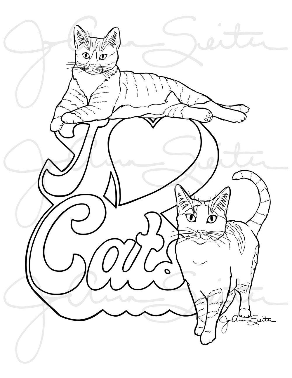Cat Coloring Pages, Set Of 3 Printable Coloring Sheets — Joanna Seiter