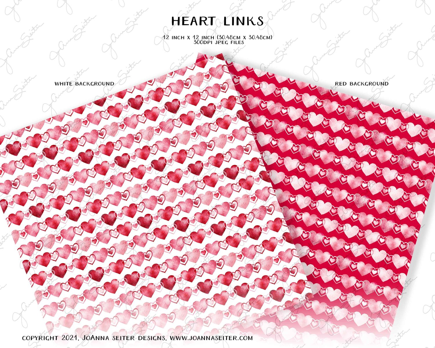 Valentine's Day Printable Paper Pack, Pink and Red Watercolor Heart Digital  Paper — JoAnna Seiter