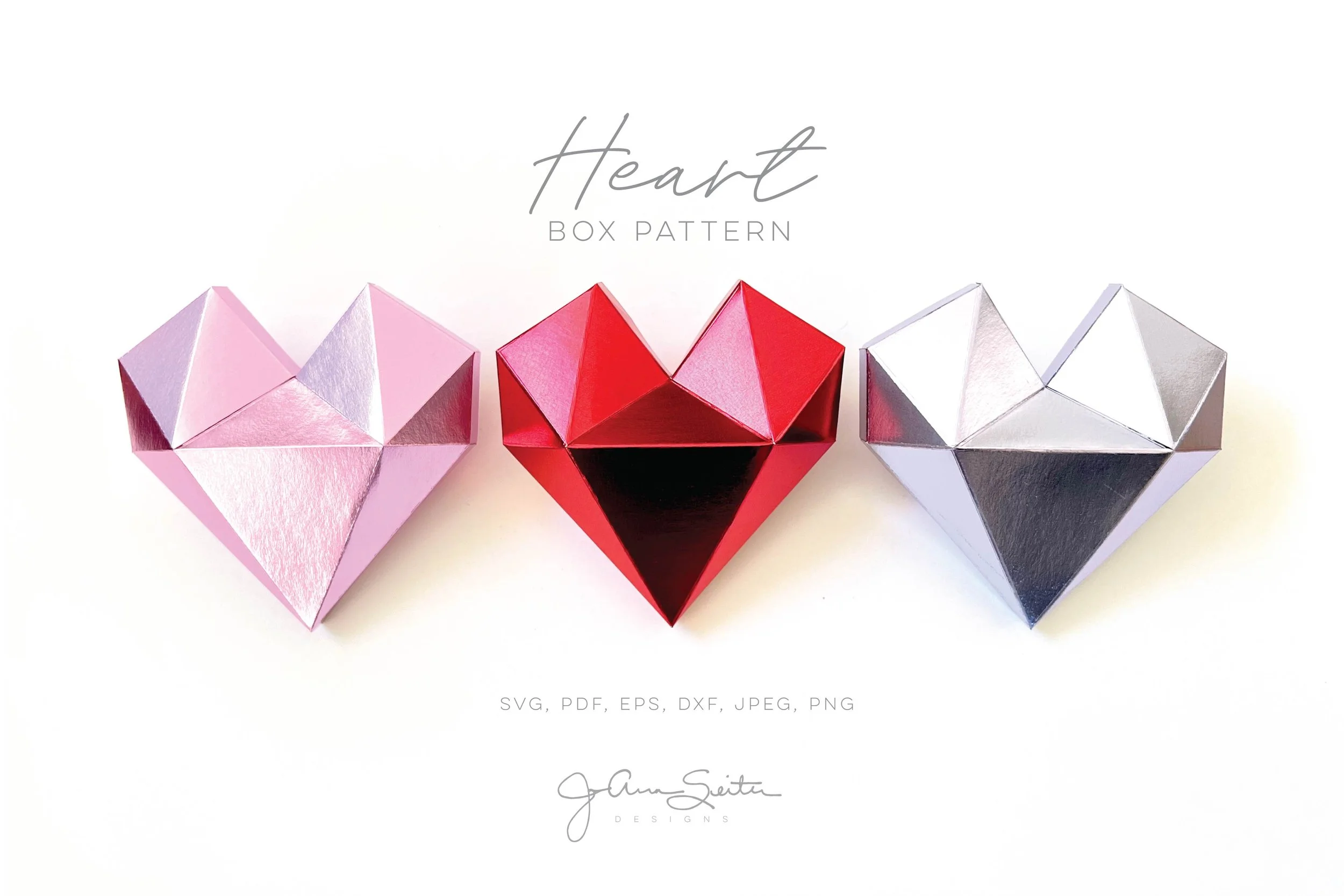 3D Low Poly Heart Box SVG File
