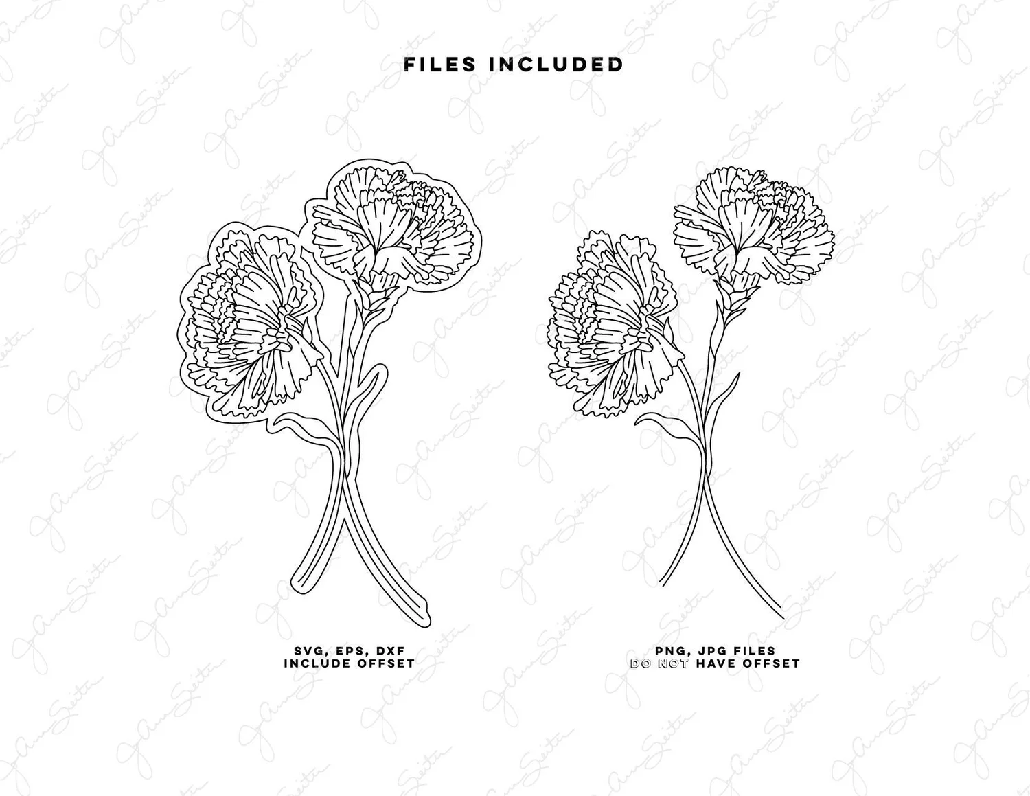 Carnation Flower Single Line SVG File, Botanical Floral Clip Art, Instant  Digital Download — JoAnna Seiter, image size:1500x1159