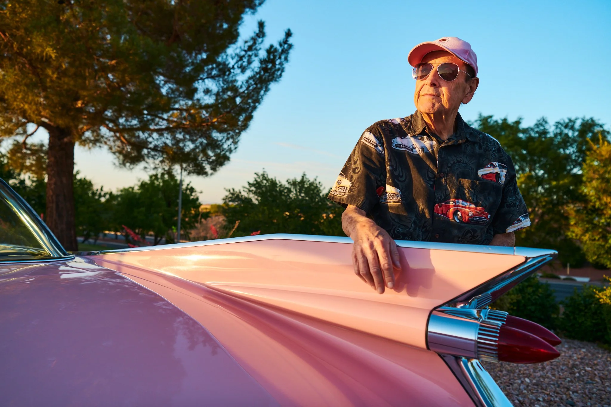  John Bergler and his 1959 Cadillac DeVille photographed in Las Vegas, NV on May 5, 2022. CREDIT: Saeed Rahbaran for The Wallstreet Journal 
SLUG: MYRIDE0618 