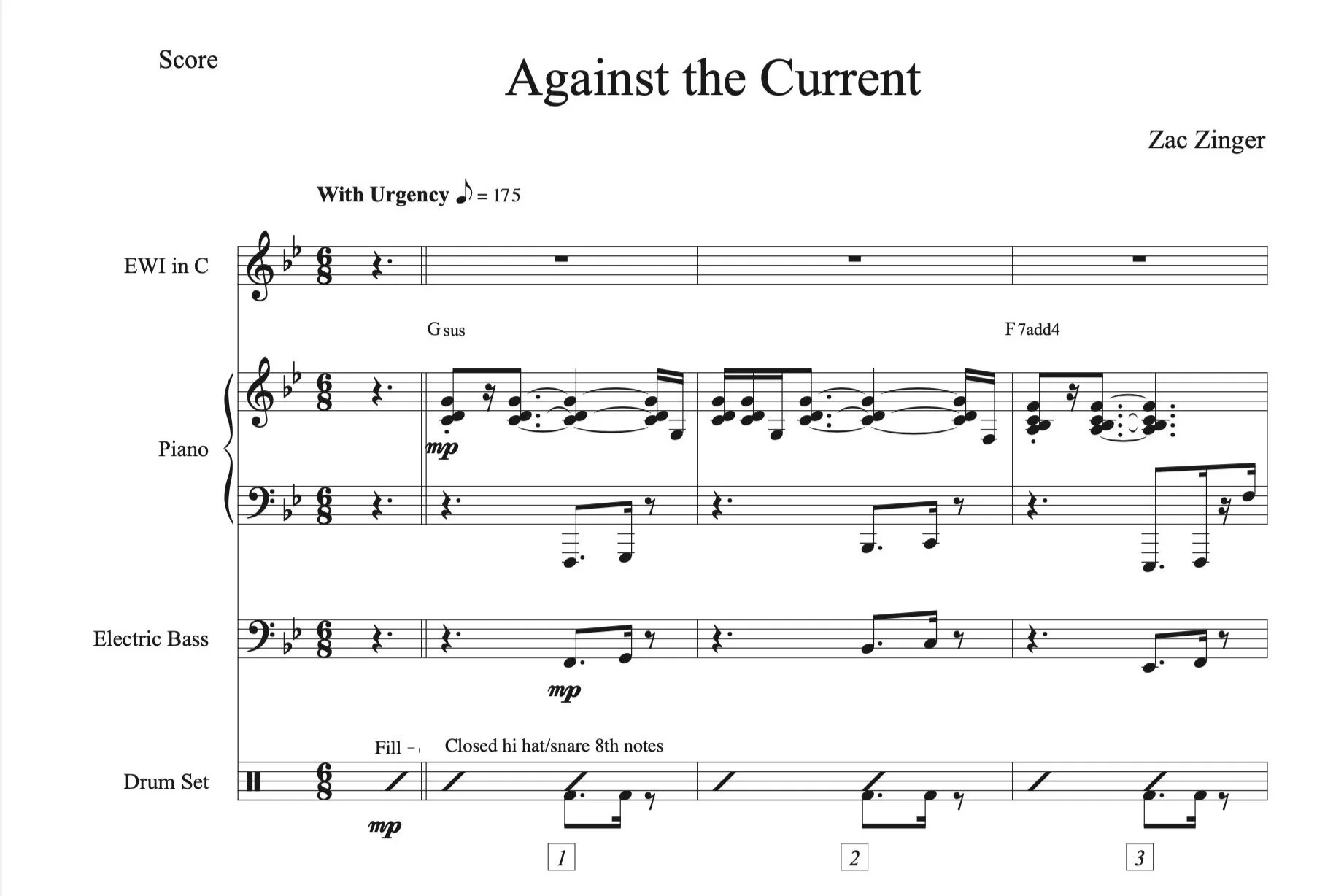 Against the Current (For Jazz Fusion Quartet)