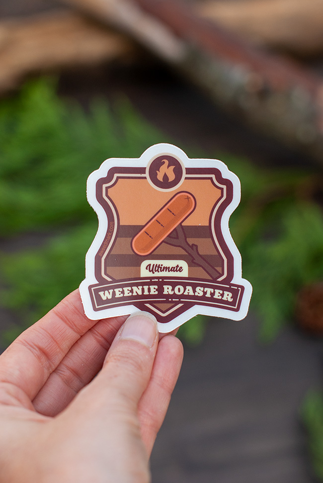 Weenie Roaster Sticker, Camping Sticker, Adventure Sticker Pack, Hot Dog