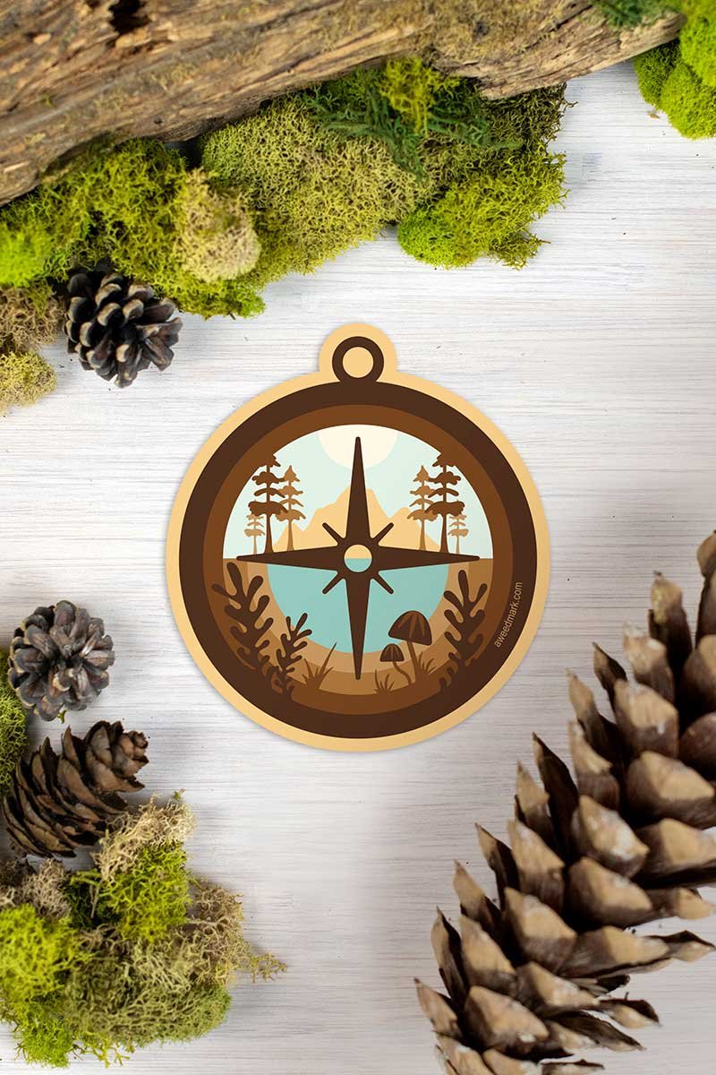 Compass Forest Sticker — Feel-good stickers, cards, & pins