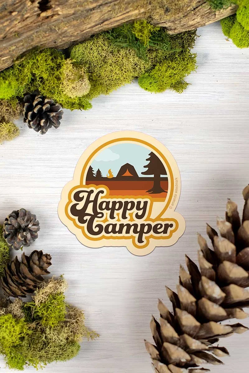 Retro Happy Camper Sticker