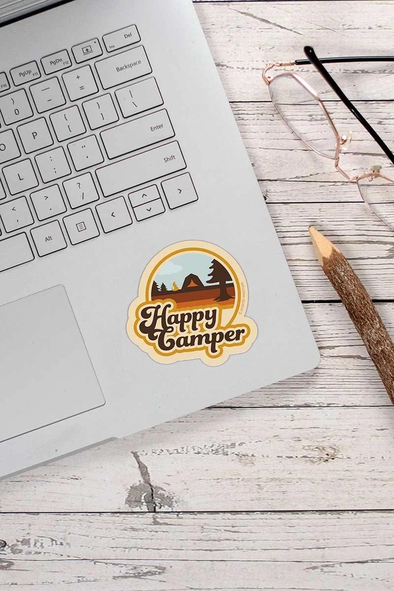 Sticker Over Computer Campera Retro Happy Camper Sticker